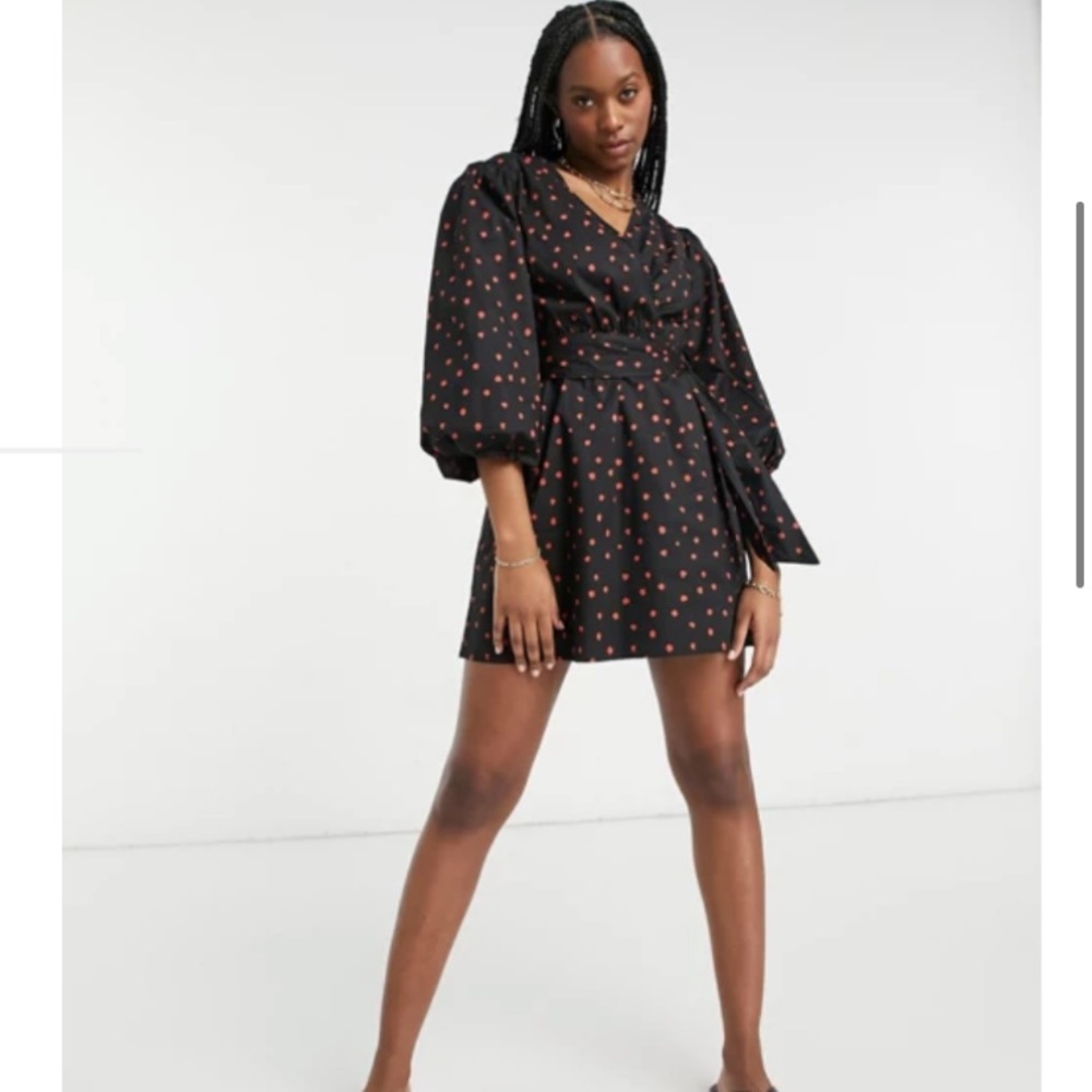 ASOS black and red polka dot mini dress